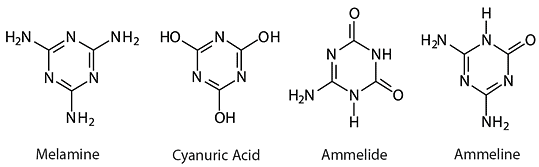 Melamine and related compounds